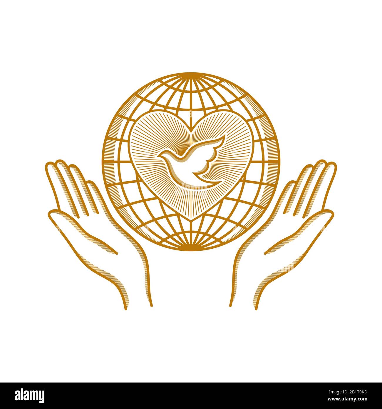 Logo de l'Église. Symboles chrétiens. Les mains se sont tournées vers