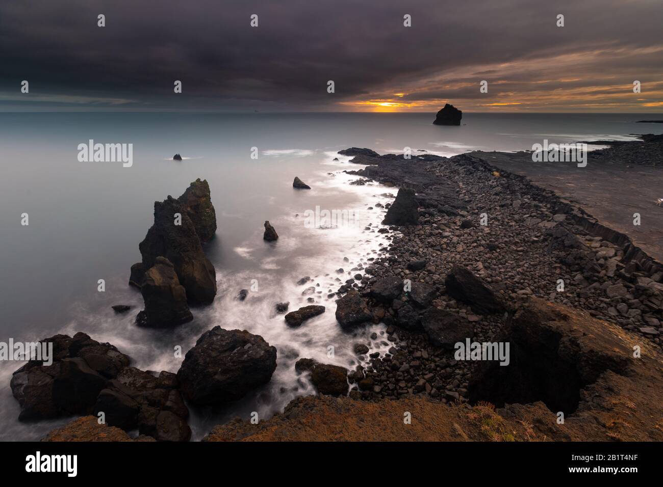 Région de Valahnúkamöl dans la péninsule de Reykjanesta, Islande. Banque D'Images