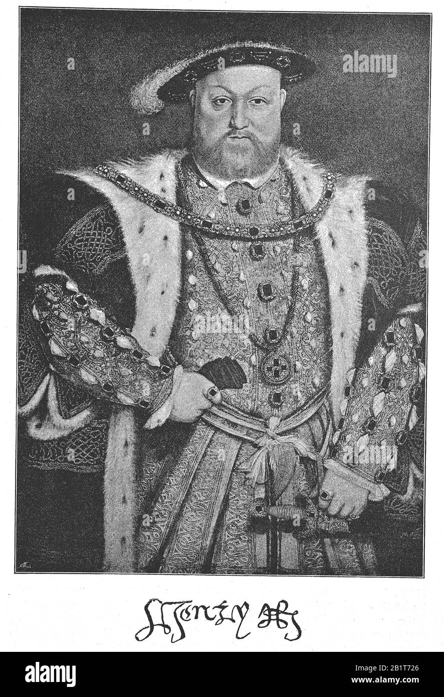 Henry VIII, 28 juin 1491 - 28 janvier 1547, était roi d'Angleterre de 1509 jusqu'à sa mort en 1547 / Heinrich VIII, vom de guerre 28. Juni 1491 bis 28. Januar 1547 von 1509 bis zu seinem Tod 1547 König von England, Historisch, Digital amélioration de la reproduction d'un original du XIXe siècle / digitale Reproduktion einer Originallage voraus dem 19. Jahrhundert Banque D'Images