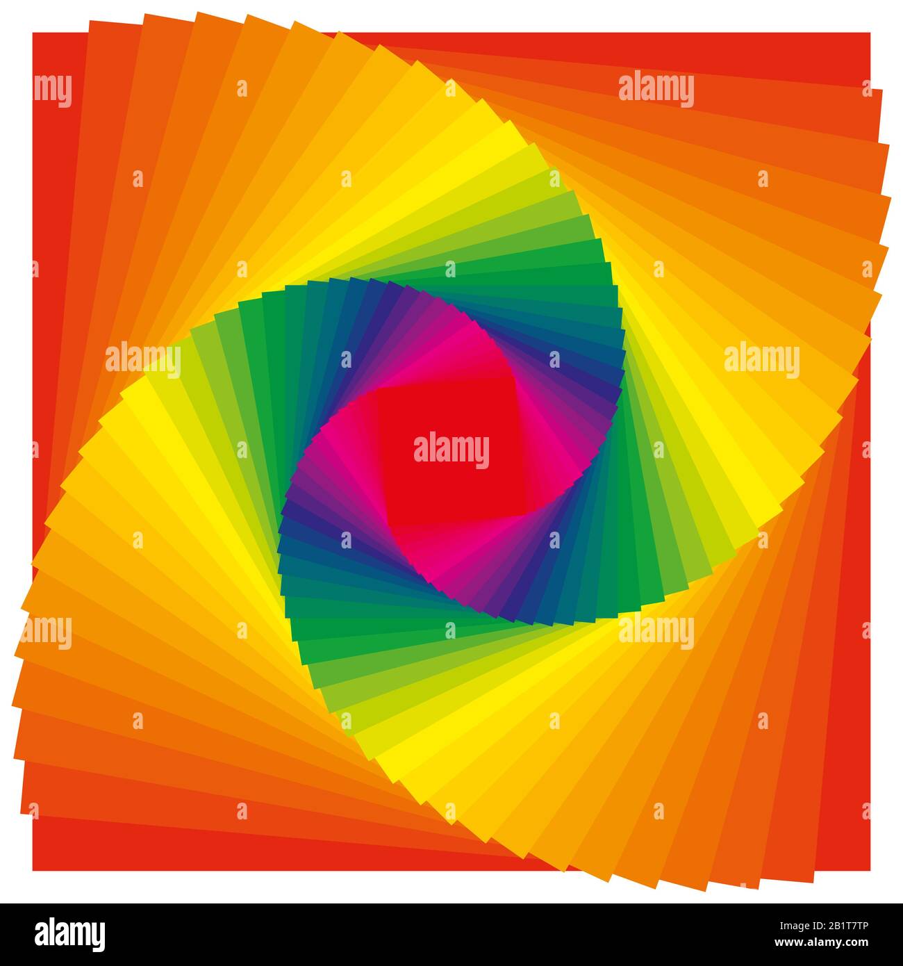 Spirale de nombreux carrés colorés dans des couleurs arc-en-ciel Banque D'Images