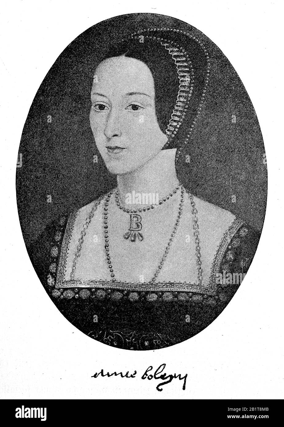 Anne Boleyn, 1501 - 1536, était reine d'Angleterre de 1533 à 1536 comme deuxième épouse du roi Henry VIII / Anne Boleyn, die zweite der sechs Ehefrauen Heinrichs VIII. Und von 1533 bis 1536 Königin von England, Historisch, Amélioration de la reproduction numérique d'un original du XIXe siècle / digitale Reproduktion einer Originalvorlage aus dem 19. Jahrhundert Banque D'Images