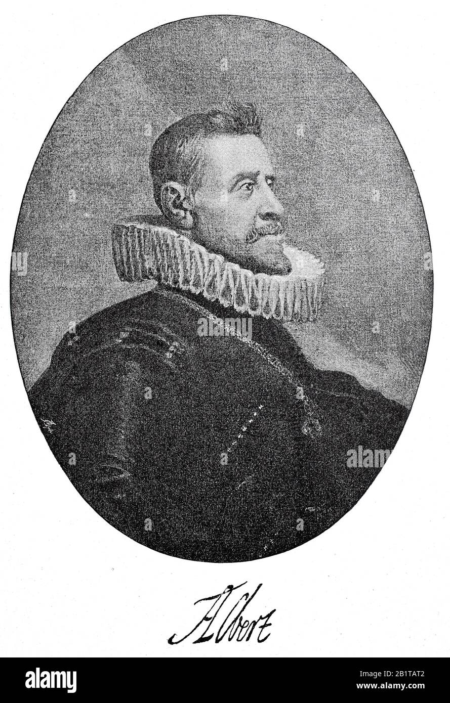 Albert VII, Albrecht VII, 13 novembre 1559 13 juillet 1621, fut l'archiduc autrichien au pouvoir pendant quelques mois en 1619 et, conjointement avec sa femme, Isabella Clara Eugenia, souveraine des Pays-Bas de Habsbourg entre 1598 et 1621 / Albrecht VII. Von Österreich, auch Albrecht der Fromme, französisch Albert, Albrecht VII. Englisch auch Albert Ernst d'Autriche, WAR Regent der Spanischen Niederlande und Erzherzog, Historisch, Digital amélioration de la reproduction d'un original du XIXe siècle / digitale Reproduktion einer Originalvorlage aus dem 19. Jahrhundert Banque D'Images