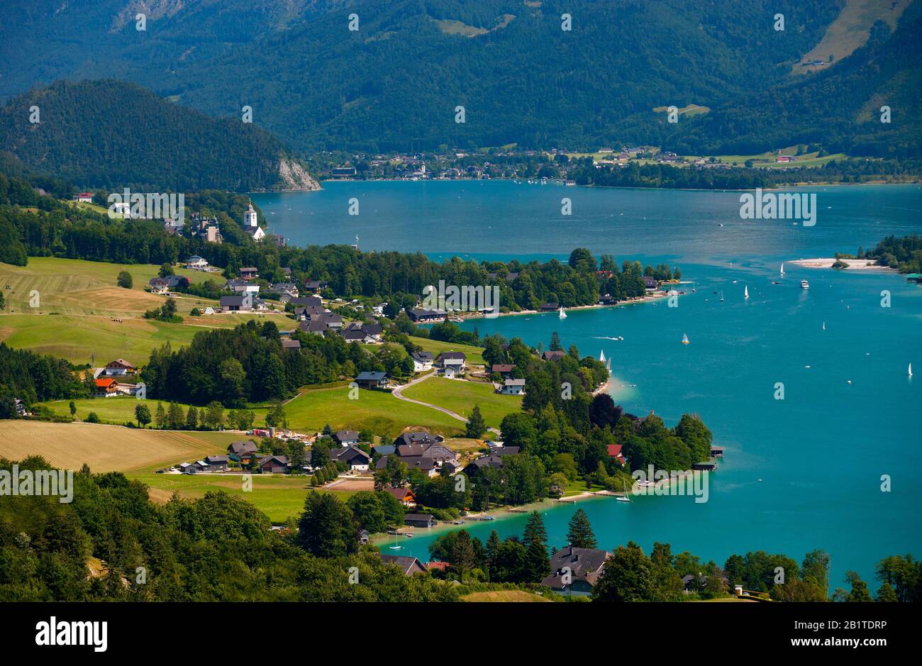Vue Sur Sankt Wolfgang Et Strobl, Salzkammergut, Autriche Banque D'Images