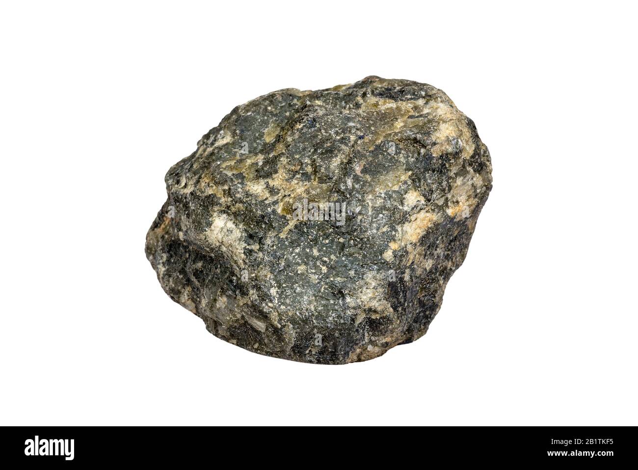 Labradorite, minéral de feldspath, trouvé à Madagascar sur fond blanc Banque D'Images