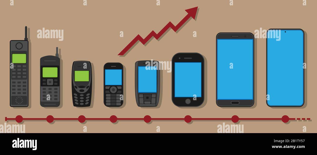 Téléphone mobile, concept d'évolution de smartphone. Illustration de