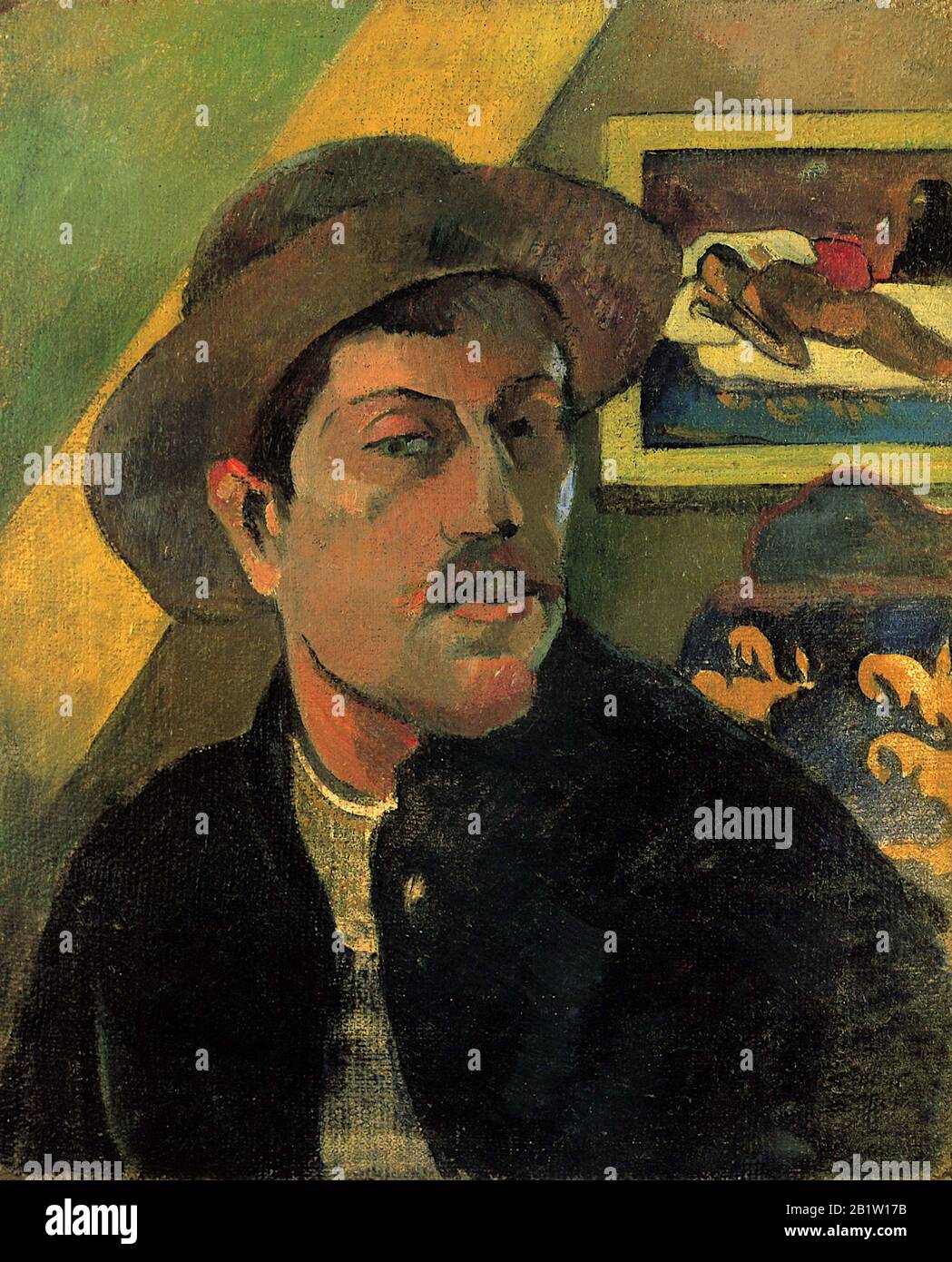 Autoportrait dans un chapeau (1893) 19ième siècle Peinture par Paul Gauguin - Très haute résolution et image de qualité Banque D'Images