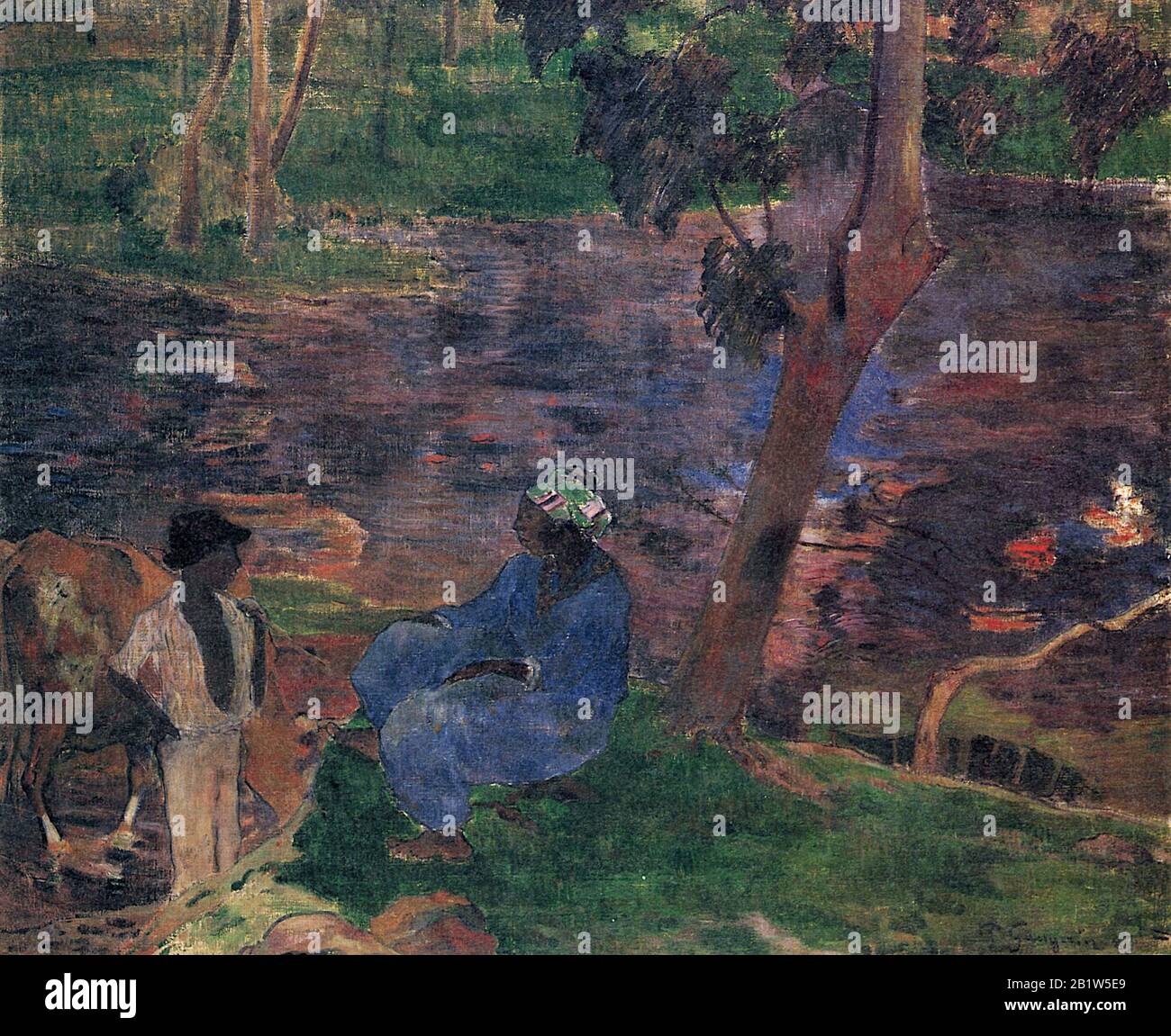 Sur les rives de la rivière en Martinique (Le Long de la rivière) (1887) Peinture du XIXe siècle par Paul Gauguin - Image Très haute résolution et de qualité Banque D'Images