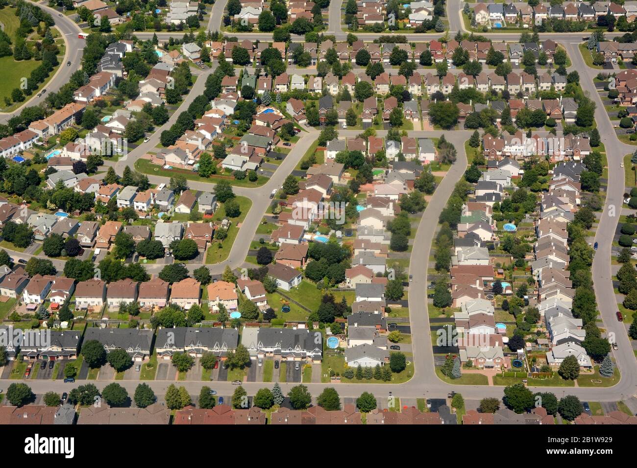 Vue aérienne sur le quartier de banlieue, Ontario, Canada Banque D'Images
