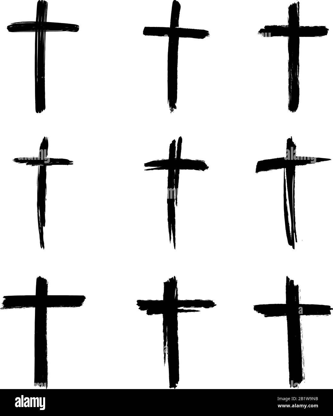 Croix chrétienne. Collection de signes de la croix. Pâques, symbole du Christianisme esquisse d'illustration vectorielle dessinée à la main. Illustration de Vecteur
