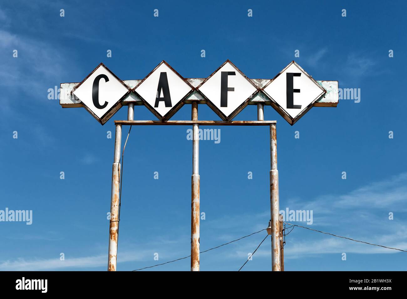Panneau du café historique sur la route 66 Banque D'Images