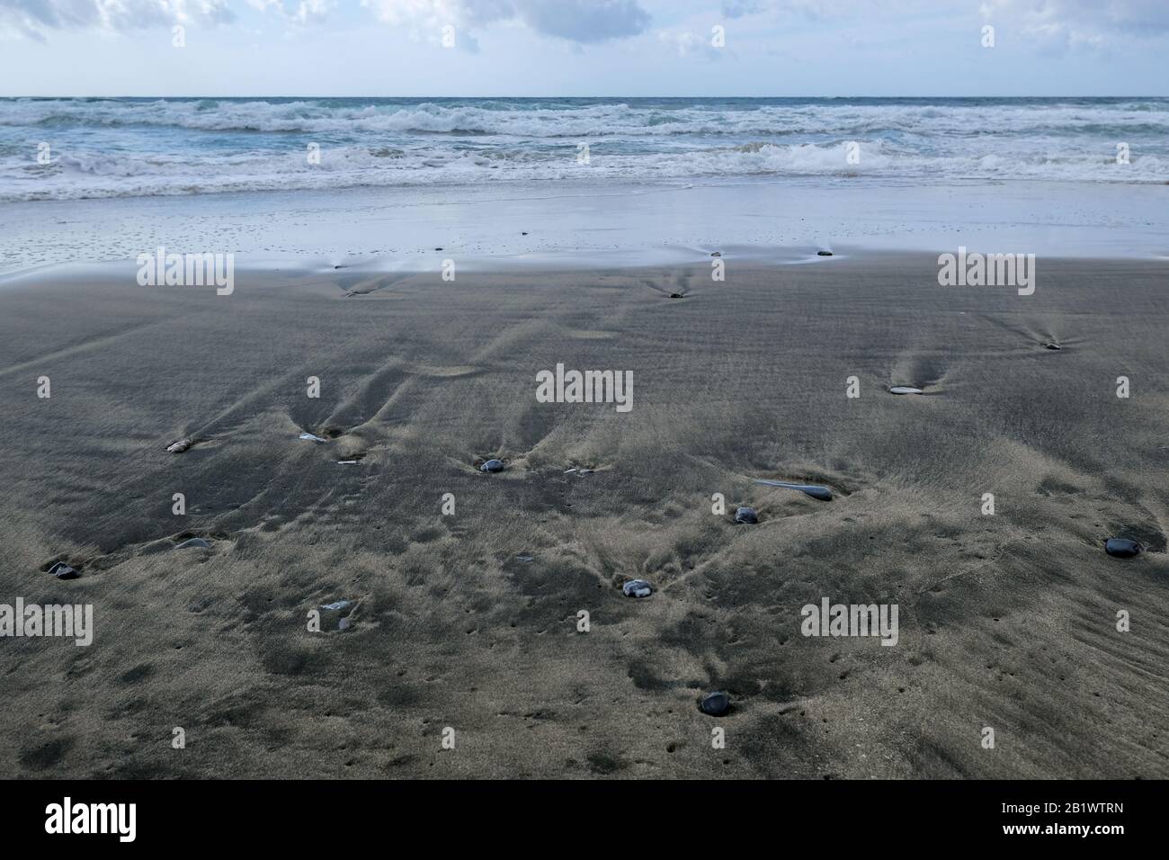 Dommages causés par l'écosystème de la rive sablonneuse contaminés par le pétrole, pollution cilento italie Banque D'Images