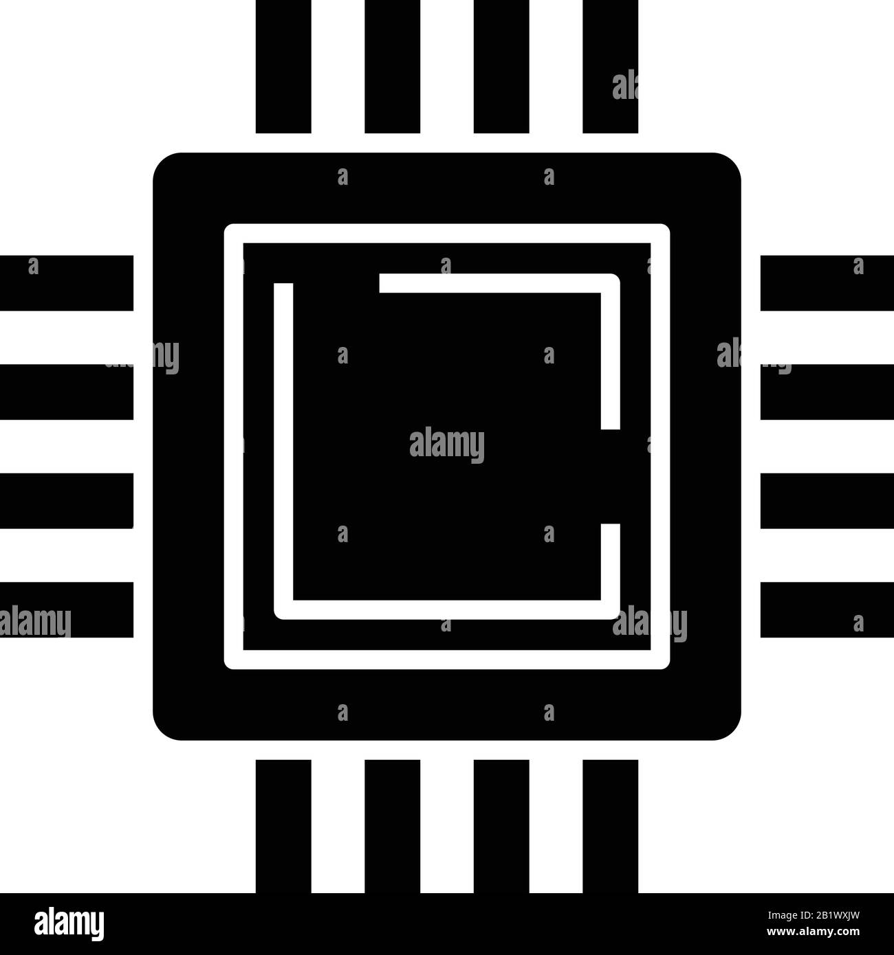 Icône noire du composant noyau, illustration du concept, symbole plat vectoriel, signe glyphe. Illustration de Vecteur