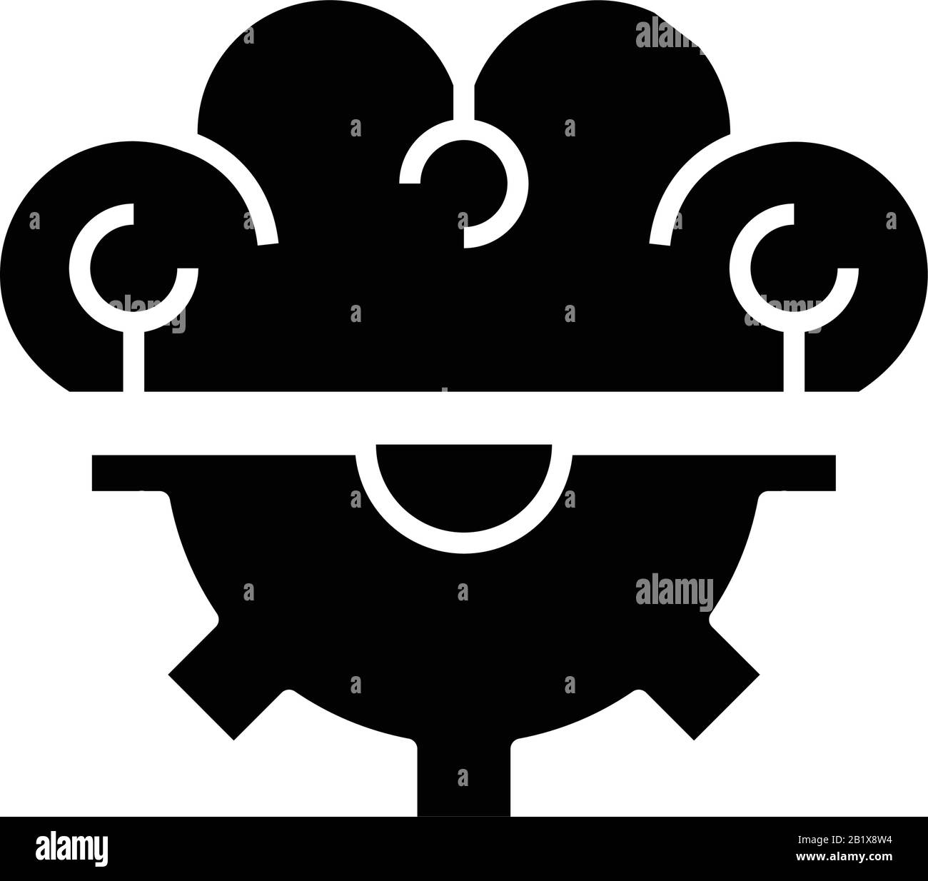 Icône noire Computer Mind, illustration de concept, symbole plat vectoriel, signe glyphe. Illustration de Vecteur