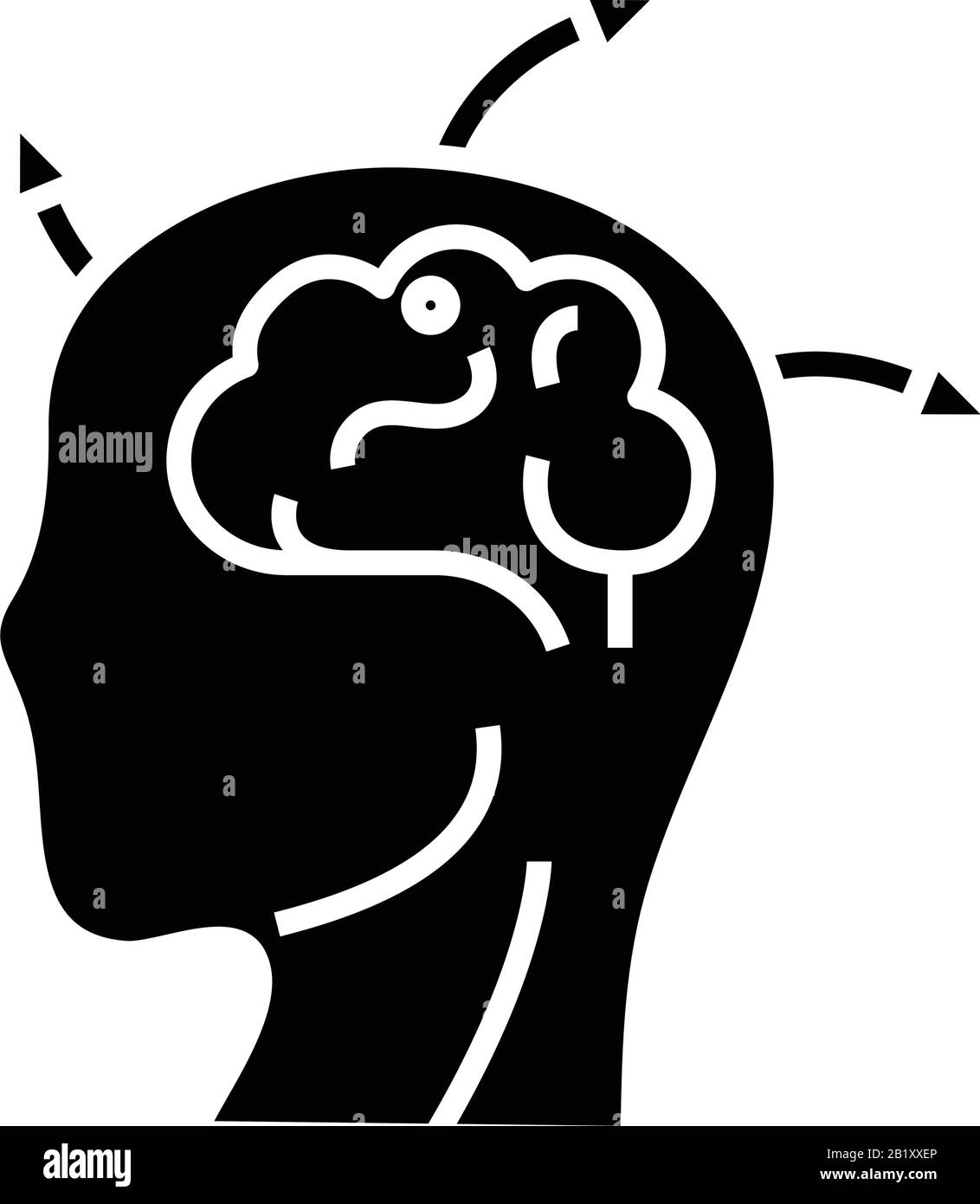 Icône noire esprit créatif, illustration du concept, symbole plat vectoriel, signe glyphe. Illustration de Vecteur