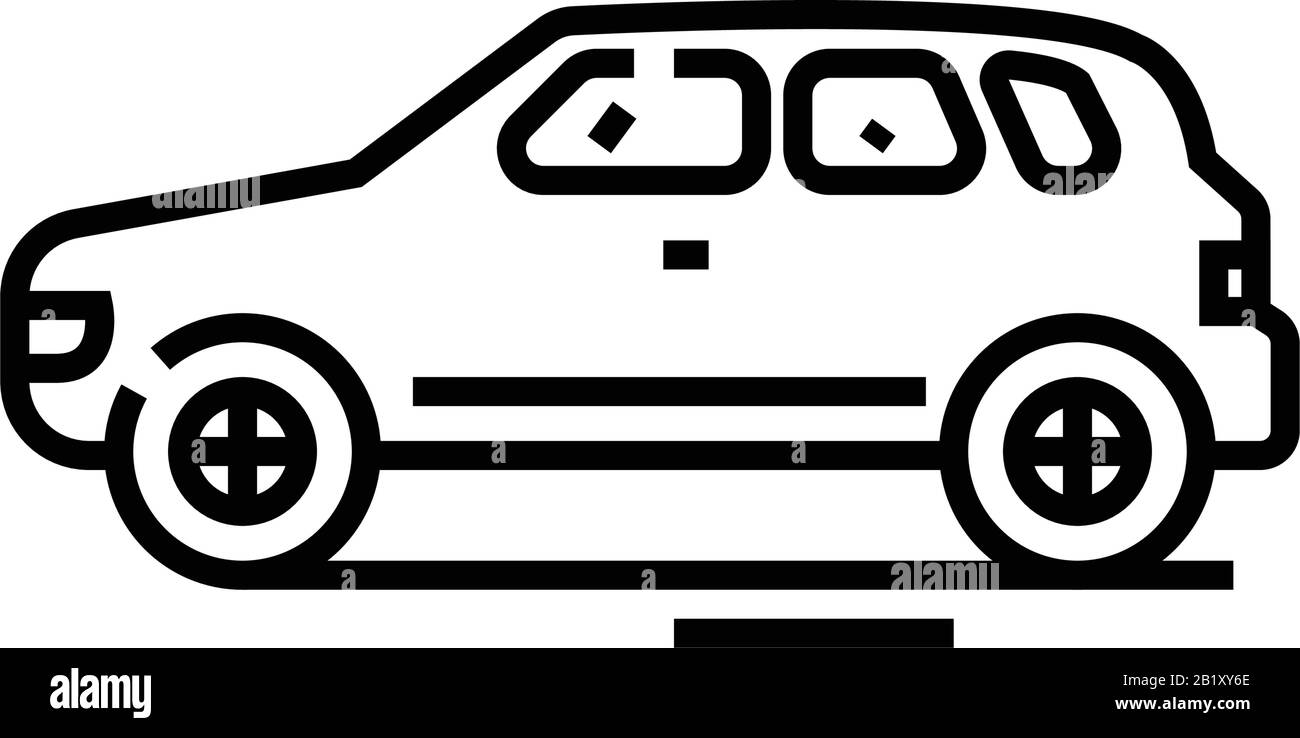 Icône de ligne de voiture de minibus, panneau concept, illustration vectorielle, symbole linéaire. Illustration de Vecteur