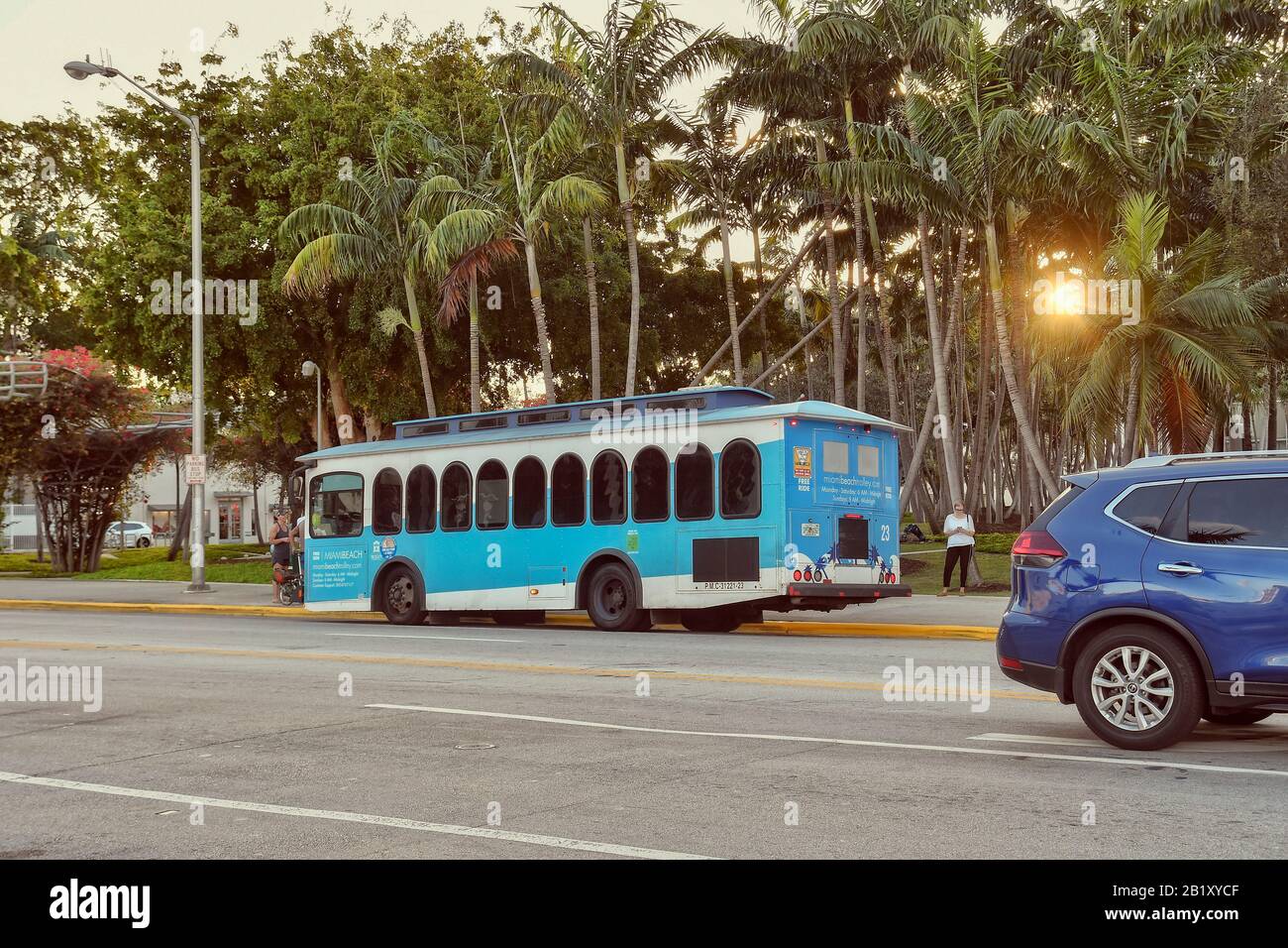 Miami, Miami Beach, Trolley, Fl, États-Unis Banque D'Images