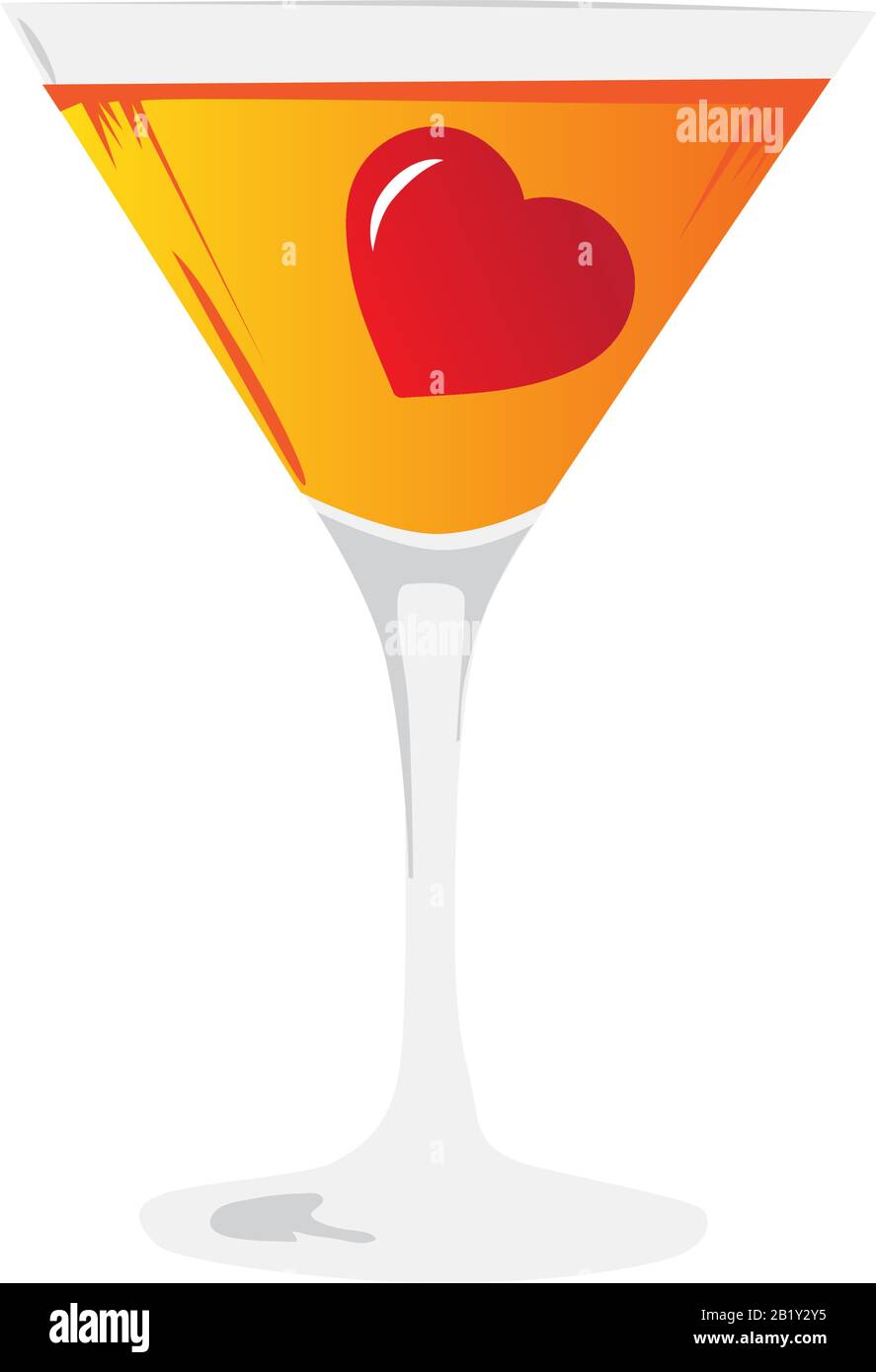 cœur rouge à l'intérieur du verre à cocktail, vectoriel Illustration de Vecteur