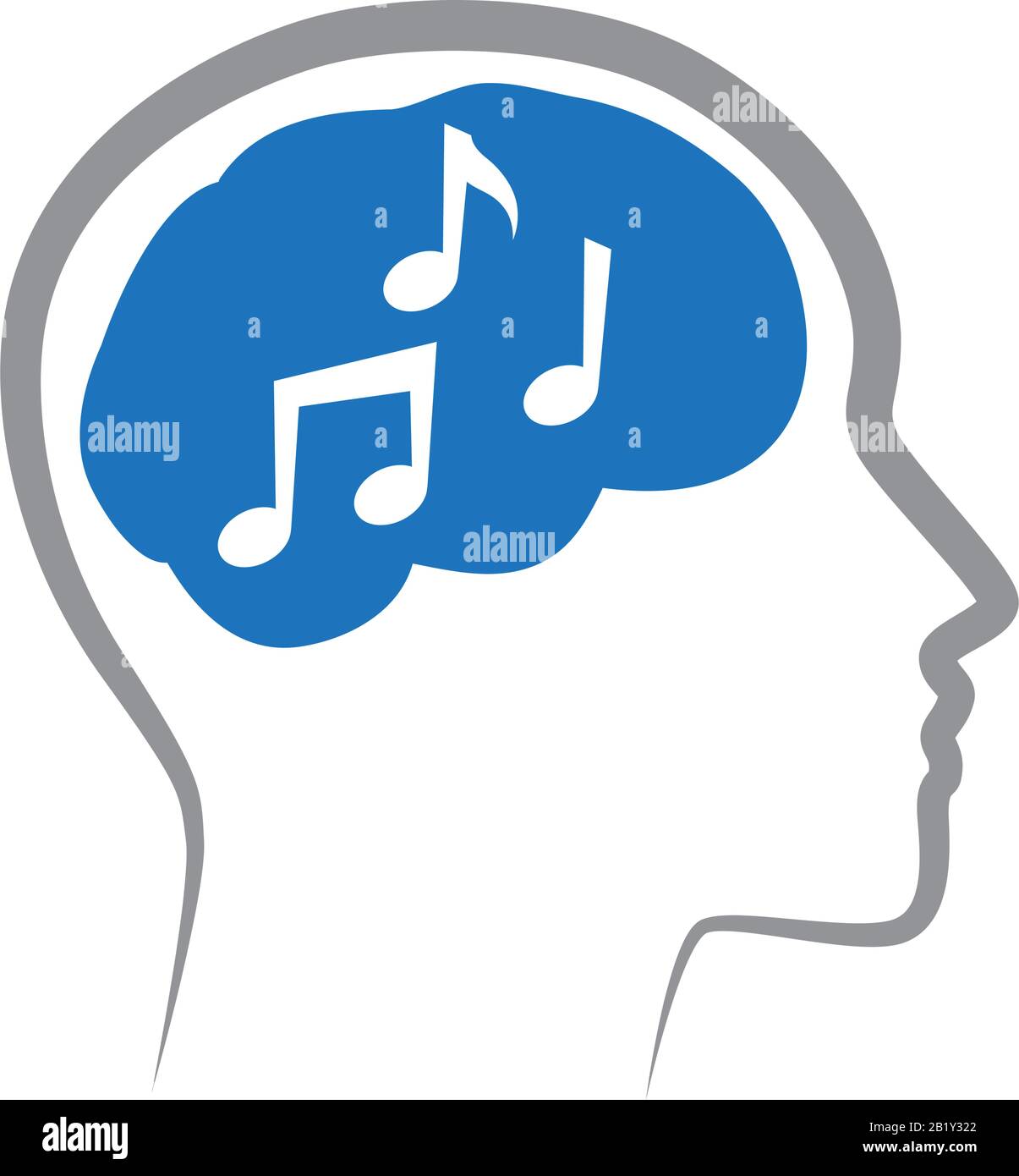 notes musicales à l'intérieur du cerveau humain Illustration de Vecteur