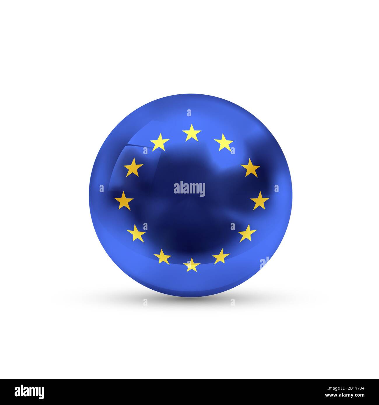 Drapeau de l'Union européenne projeté comme une sphère brillante sur un arrière-plan blanc Illustration de Vecteur