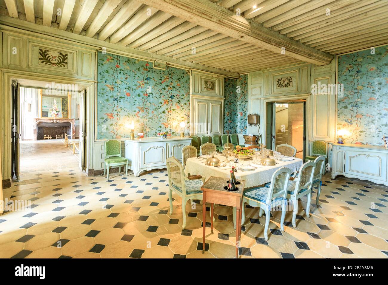 France, Loir et Cher, Talcy, Château de Talcy, salle à manger // France, Loir-et-Cher (41), Talcy, château de Talcy, la salle à manger Banque D'Images