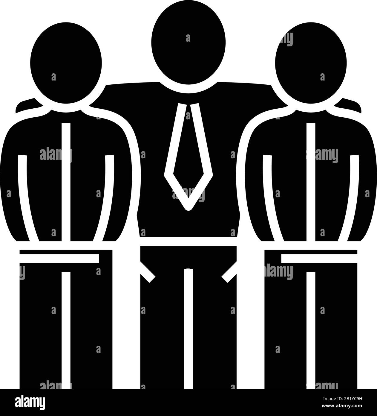 Collègues icône noire d'amitié, illustration de concept, symbole vectoriel plat, signe glyphe. Illustration de Vecteur