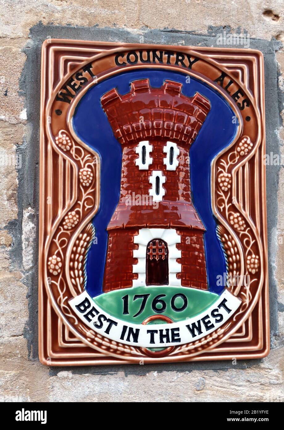 Plaque Céramique West Country Ales - 1760 - Meilleur À L'Ouest - Tetbury, Gloucestershire, Cotswolds, South West, Angleterre, Royaume-Uni Banque D'Images