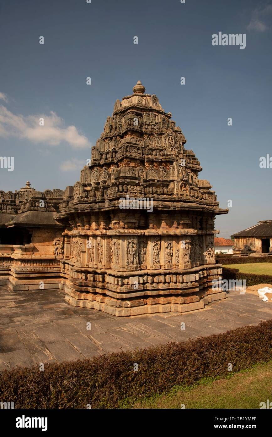 Veera Narayana temple construit pendant la domination de l'Empire Hoysala, Belavadi, Karnataka, Inde Banque D'Images