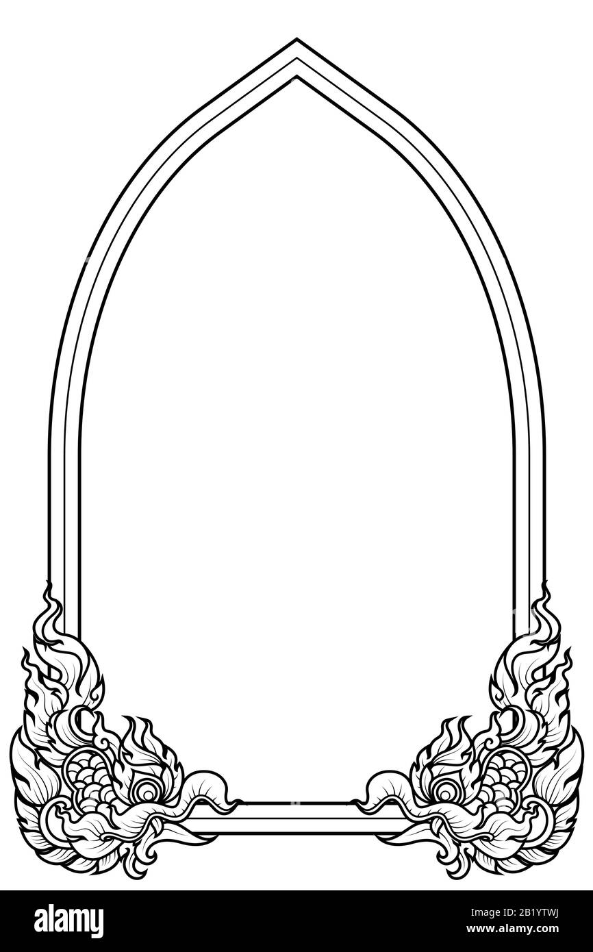 Dessiner la ligne de l'art traditionnel ou de passage de fenêtre vintage design pour l'armature et de frontière, de déco, carte d'invitation, impression signe Illustration de Vecteur