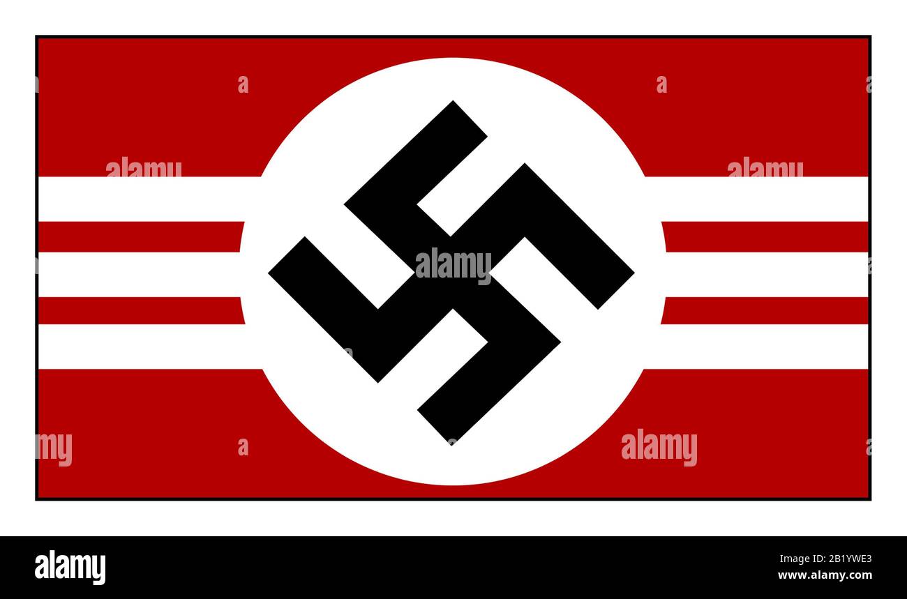 Le symbole du logo du Swastika Emblem SS-Armband du millésime des années 1920 utilisant le système de rayure de rang Le système de classement précoce de 1926 consistait en un brassard de swastika porté avec des rayures blanches, avec le nombre de rayures déterminant le rang du porteur. Ainsi, le tout premier système de rang SS était : trois bandes Reichsführer (« leader national »). Banque D'Images