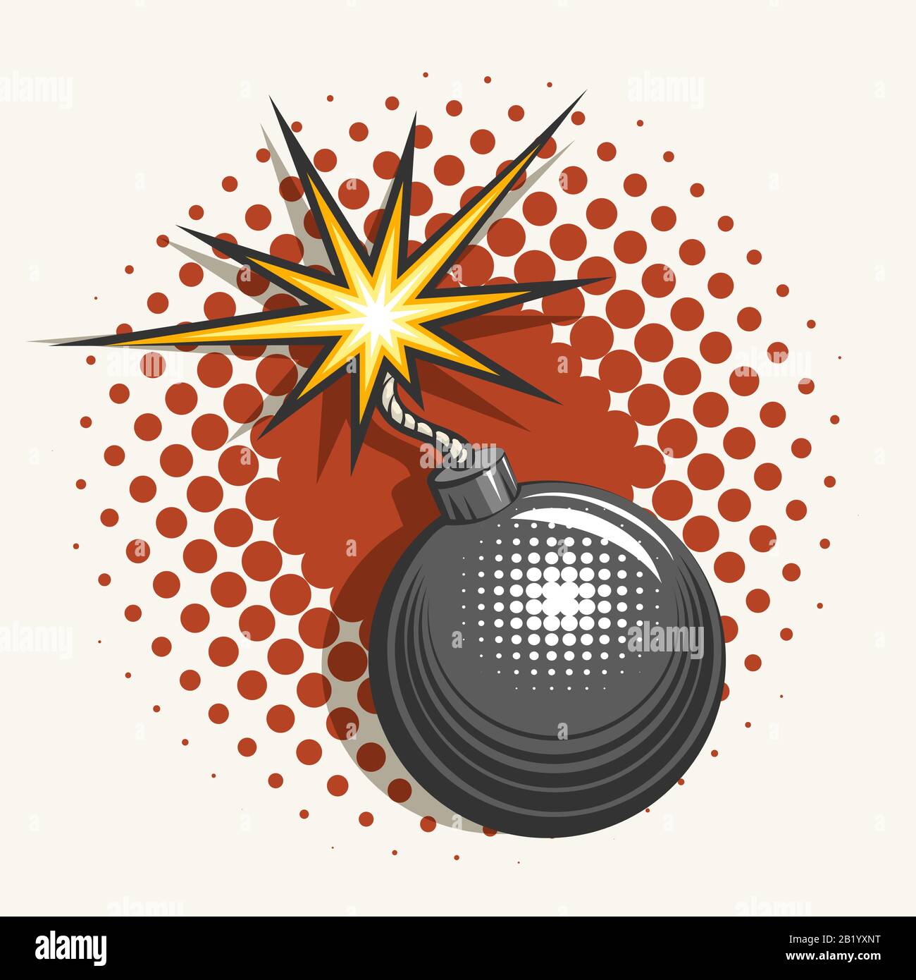 Bombe à dessin animé Avec Burning Fuse dans un style pop art. Illustration vectorielle. Illustration de Vecteur