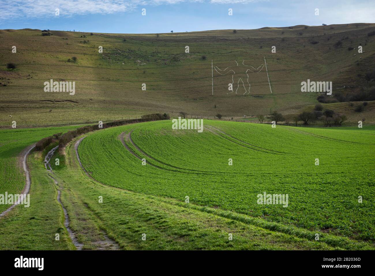 The long Man of Wilmington on Windover Hill on the South Downs, East Sussex, Royaume-Uni Banque D'Images