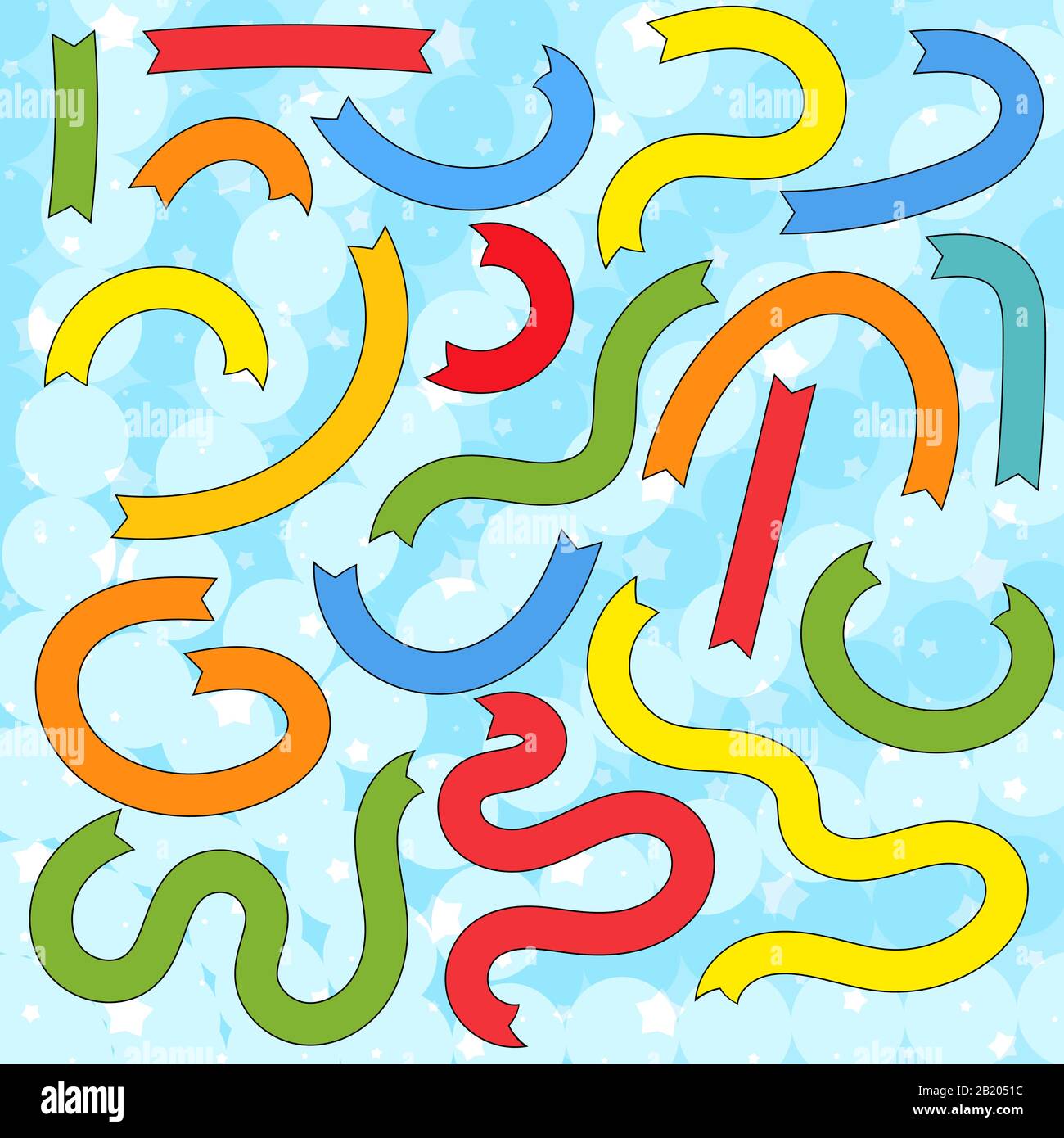 Jeu de rubans isolés de couleur plate. Adapté à la conception. Illustration de Vecteur