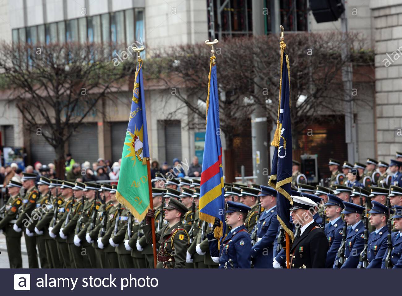 Un défilé militaire à l'époque de Pâques à Dublin en l'honneur des hommes De la Montée de 1916 Banque D'Images