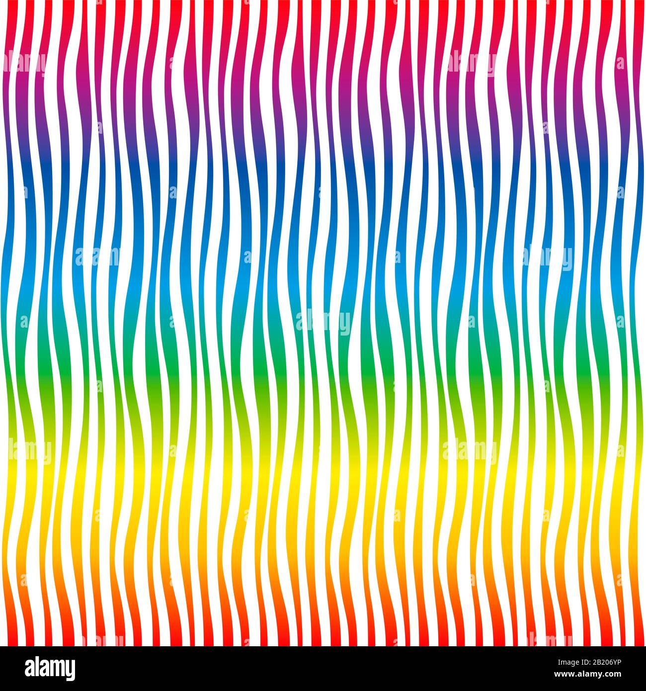 Ondes colorées en dégradé arc-en-ciel. Spectre de couleurs éclatantes sur fond blanc. Motif abstrait texturé sans couture. Illustration au format carré. Banque D'Images