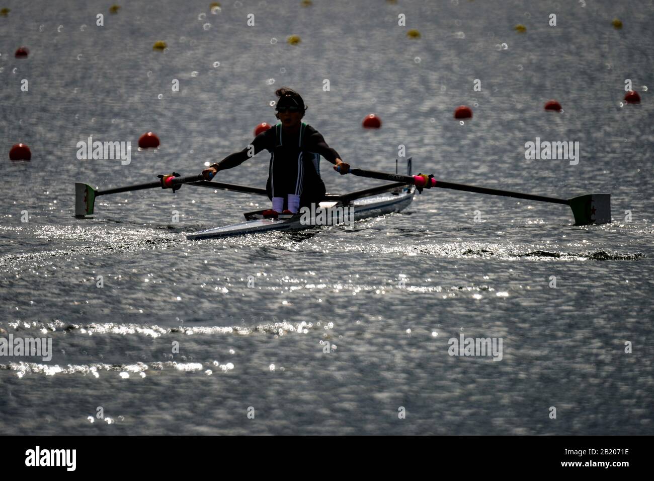 Eton Dorney, Windsor, Grande-Bretagne, Régate Olympique De Londres 2012, Dorney Lake. Eton Rowing Center, Berkshire[ Rowing]. Description ; début M1X d'une course. [Mirrow] 10:13:31 Dimanche 29/07/2012 [Crédit Obligatoire : Peter Spurrier/Intersport Images] Banque D'Images