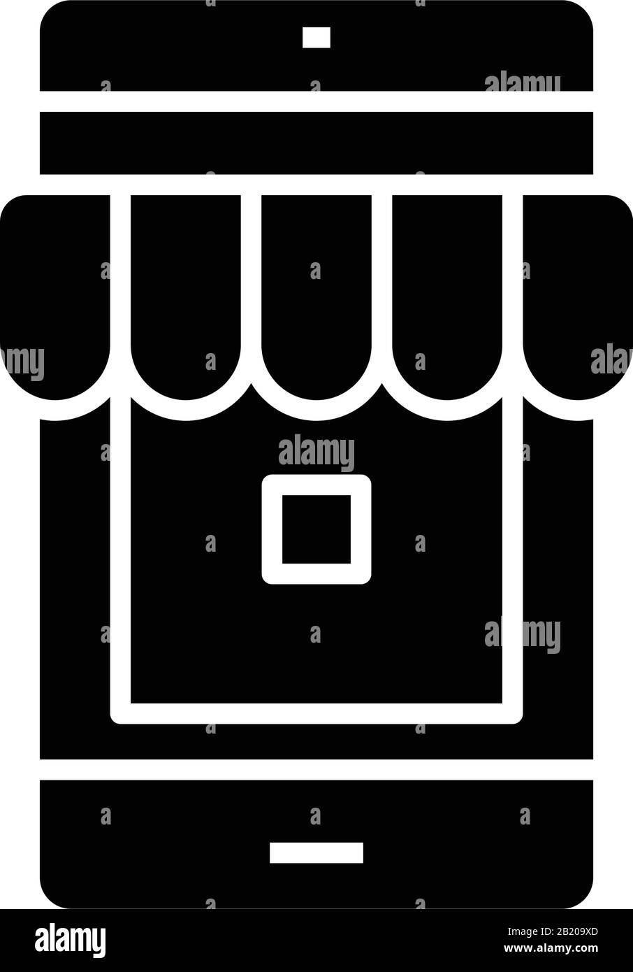 Elecronic Store icône noire, illustration conceptuelle, symbole vectoriel plat, signe glyphe. Illustration de Vecteur