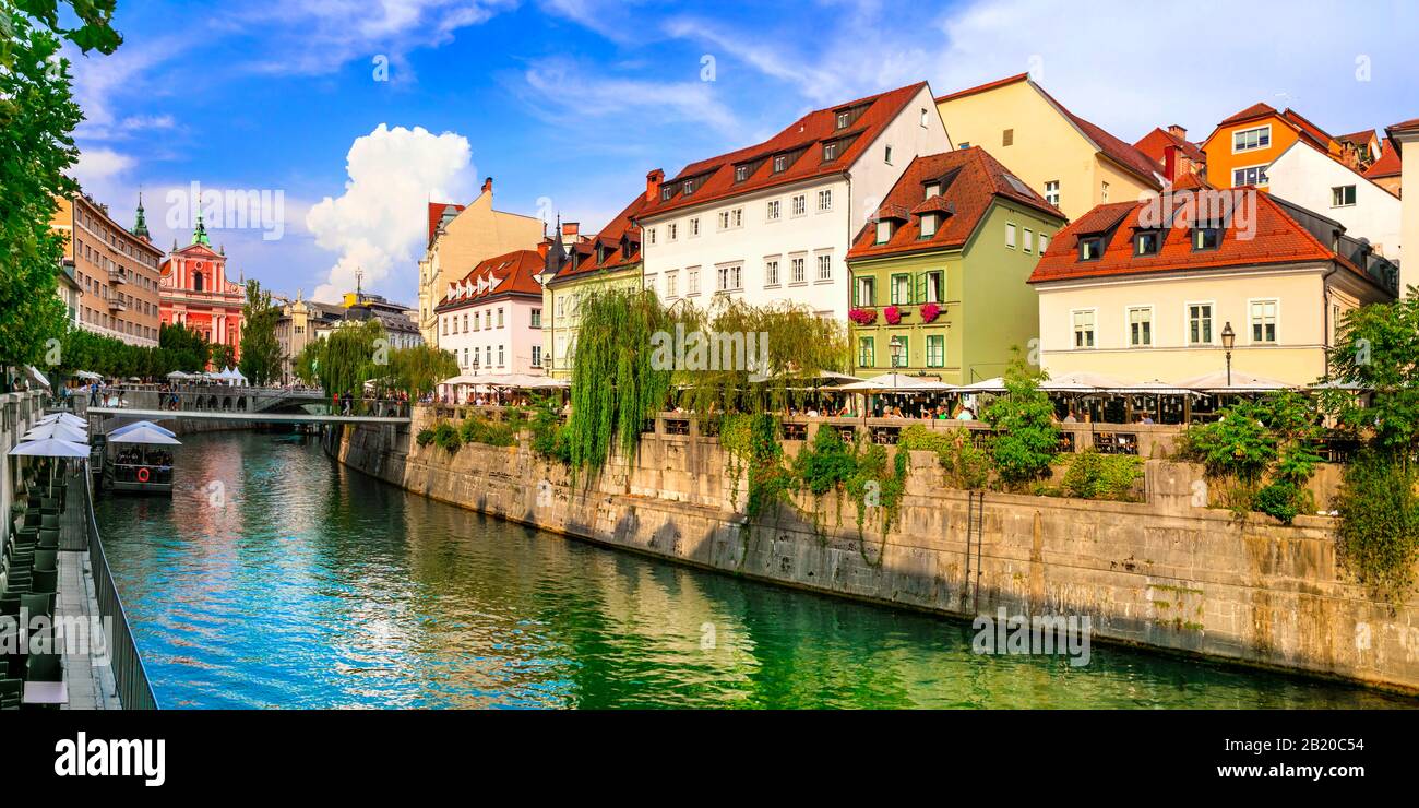 Belle vieille ville de Ljubljana, Slovénie. Banque D'Images