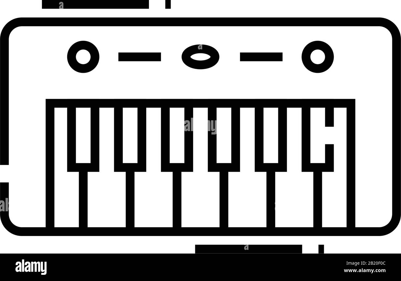 Icône de ligne de clavier musical, signe de concept, illustration vectorielle de contour, symbole linéaire. Illustration de Vecteur