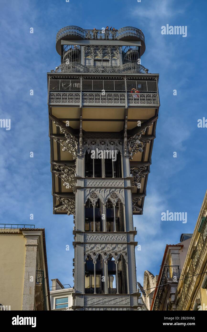 Aufzug 'Elevador De Santa Justa', Rua Do Ouro, Lissabon, Portugal Banque D'Images