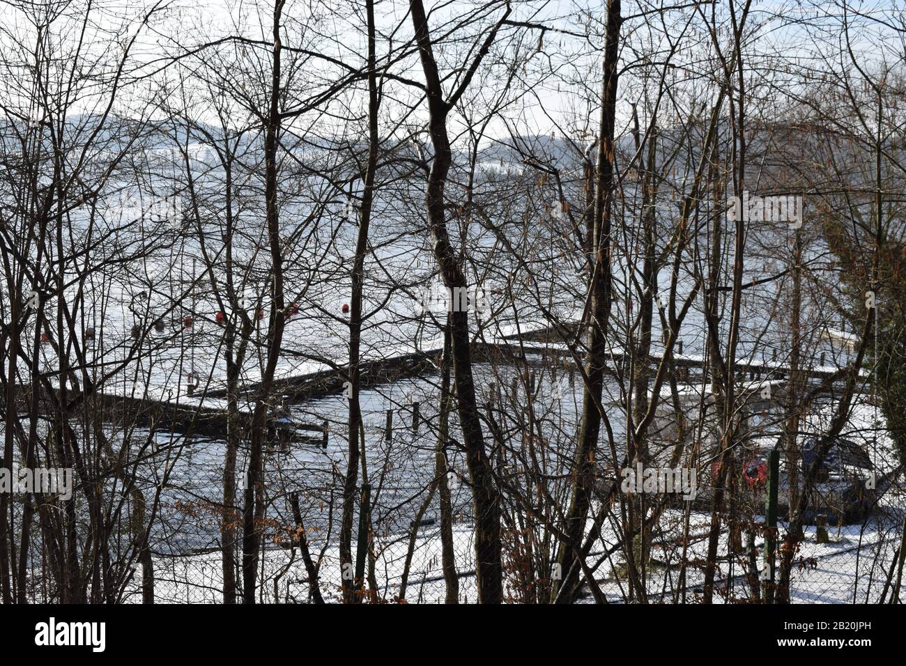 Neige à Maria Laach, Eifel Banque D'Images