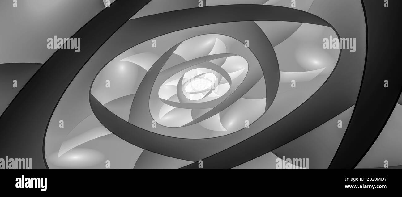 Effet abstrait en vitrail noir et blanc, généré par ordinateur Banque D'Images