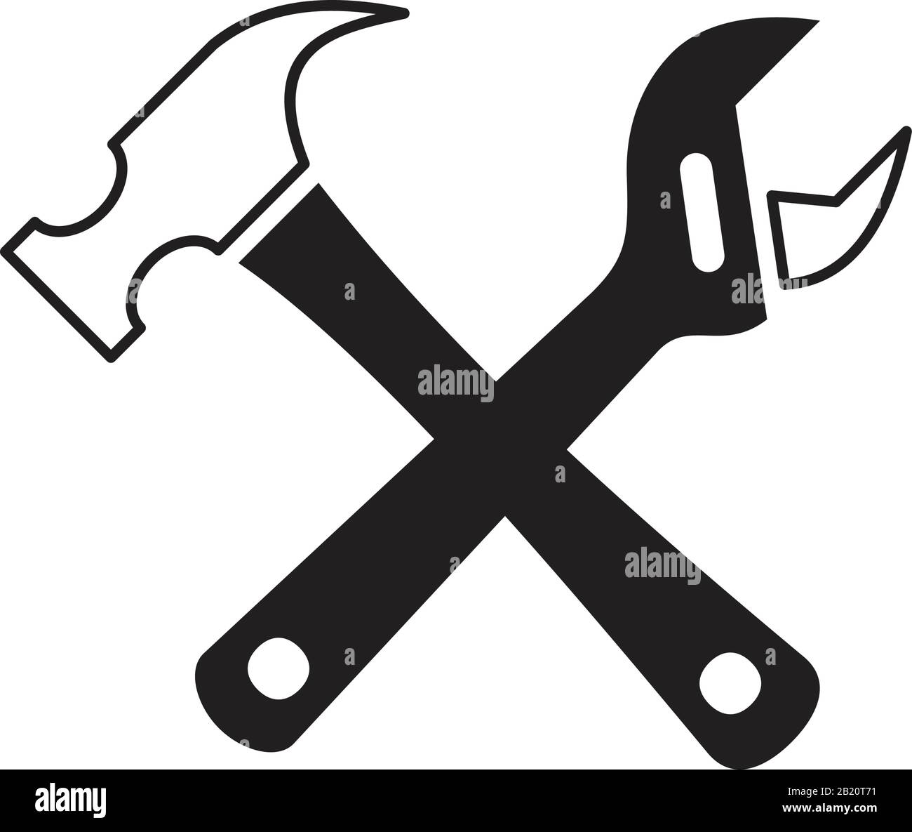 Clé et tournevis plat Modèle D'Icône noir modifiable. Clé et tournevis plat Symbole Icône plate illustration vectorielle plate pour graphique et web d Illustration de Vecteur