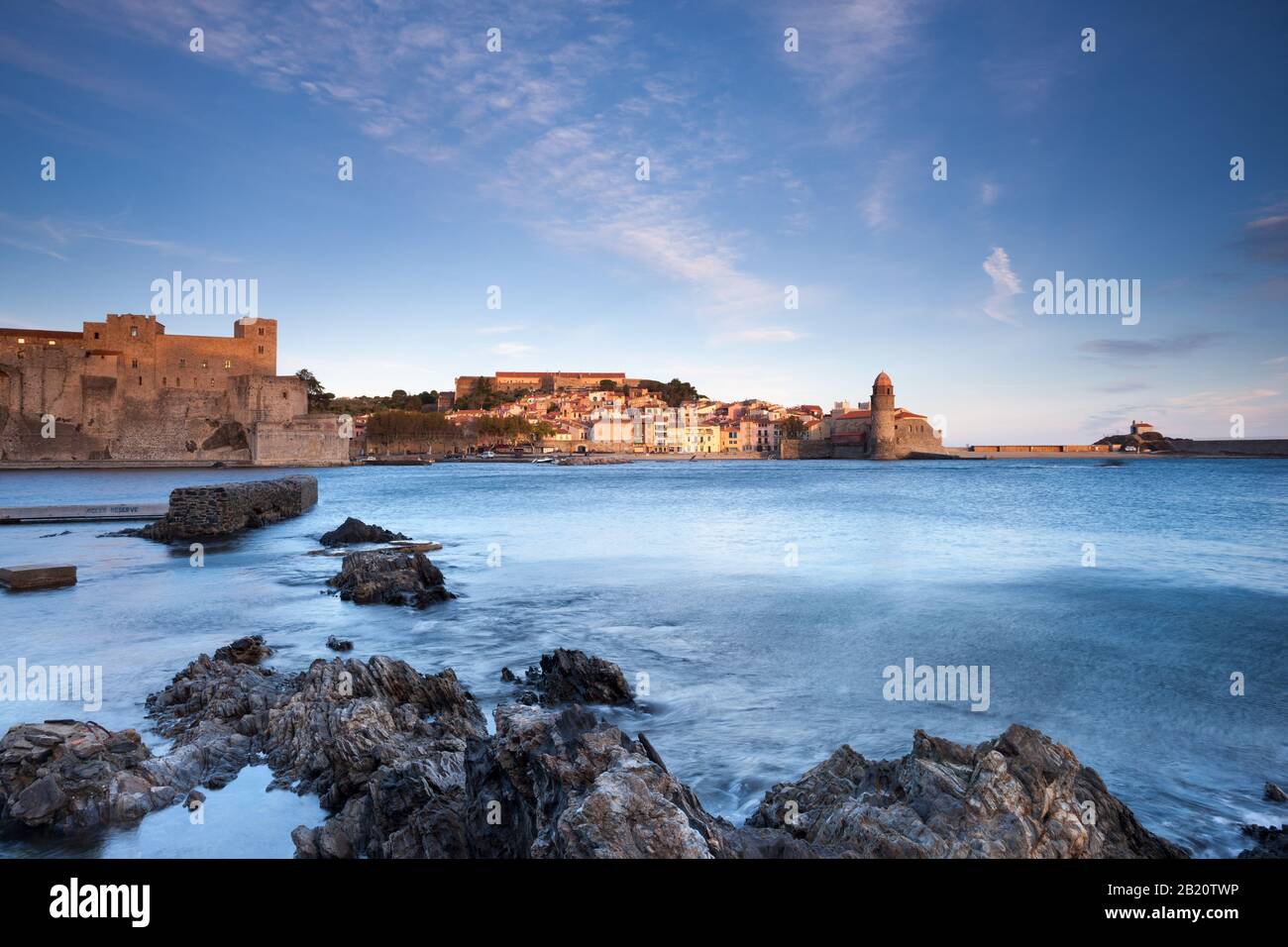 Château Royal Collioure au lever du soleil de la France Banque D'Images