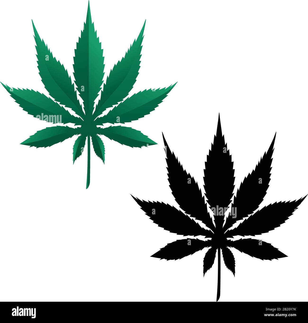 Illustration Vectorielle Isolée De Feuilles De Pot De Marijuana En Couleur Et Noir Illustration de Vecteur