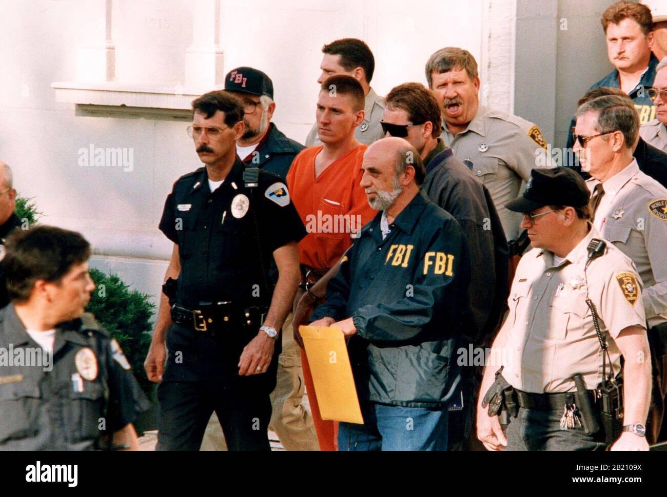 Perry, Oklahoma USA, 21 avril 1995 : Timothy McVeigh arrêté 2 jours après le bombardement terroriste du bâtiment fédéral de Murrah à Oklahoma City. Banque D'Images