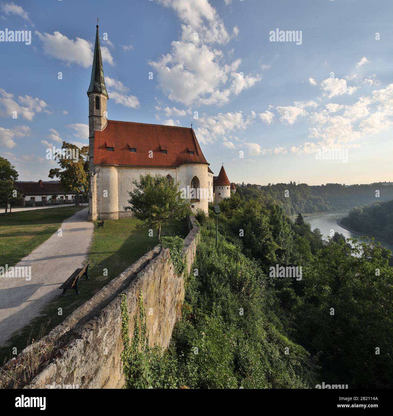 Chapelle Du Moyen Âge Au-Dessus De La Vallée De Salzach, Hedwigskapelle, Château Burg Burghausen, Haute-Bavière, Bavière, Allemagne Banque D'Images