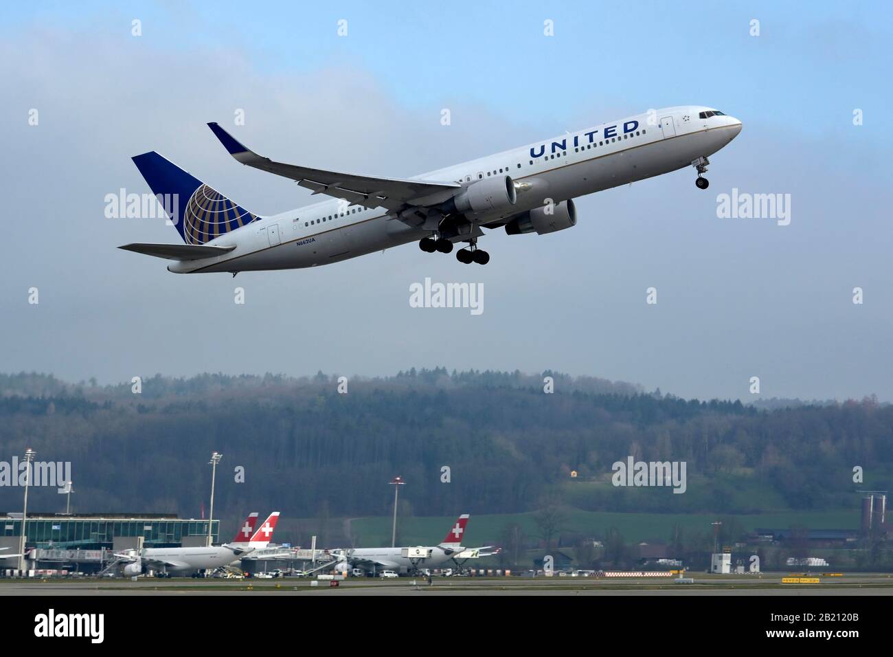 Avions United Airlines Boeing 767-300, N662ua, Zurich Kloten, Suisse Banque D'Images