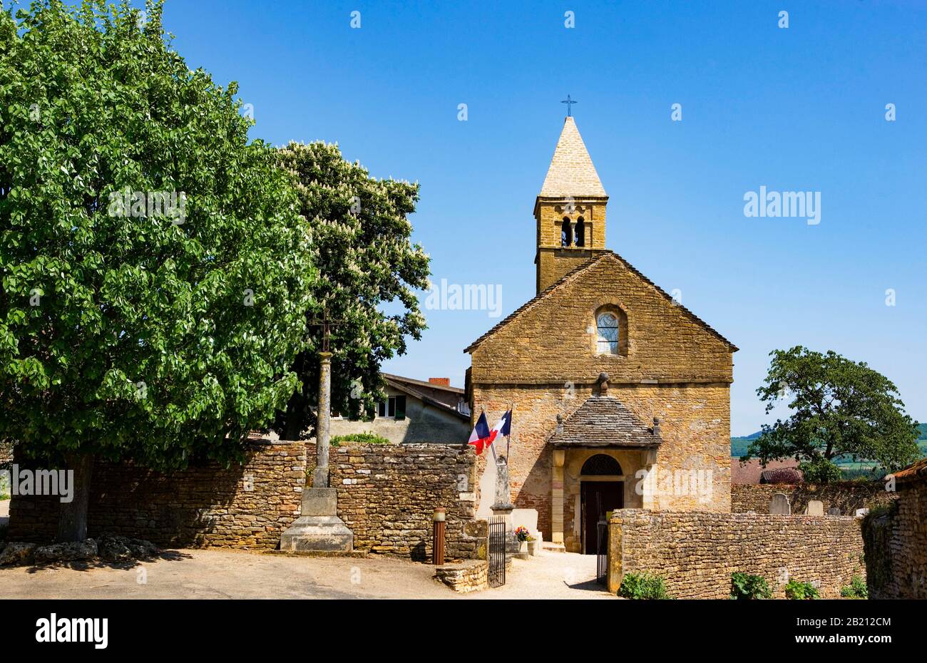 Église romane du village, communauté de Taize, ordre oecuménique des hommes, Taize, Département de Saône et Loire, Bourgogne, France Banque D'Images