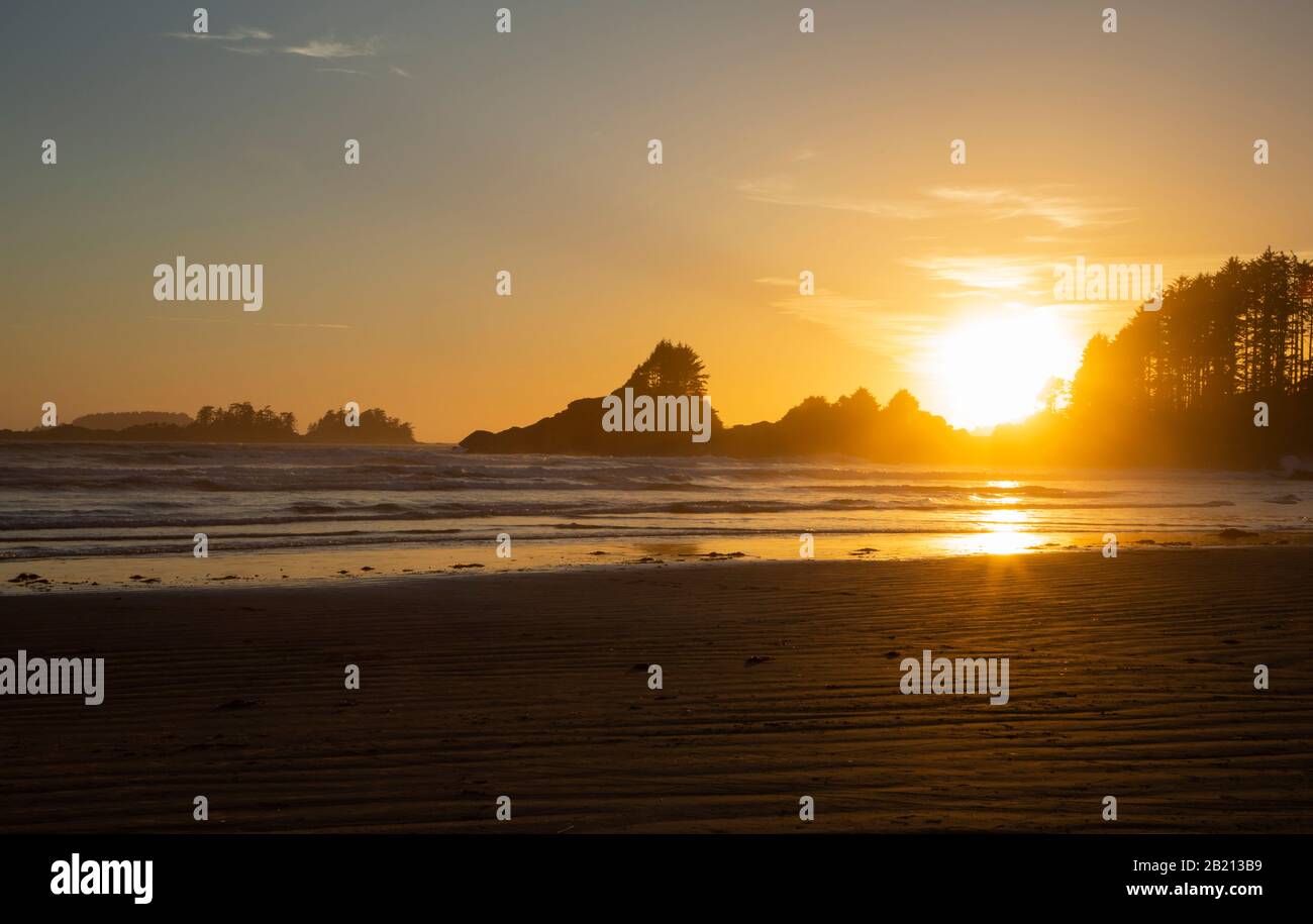 Coucher De Soleil À Tofino, Île De Vancouver Banque D'Images