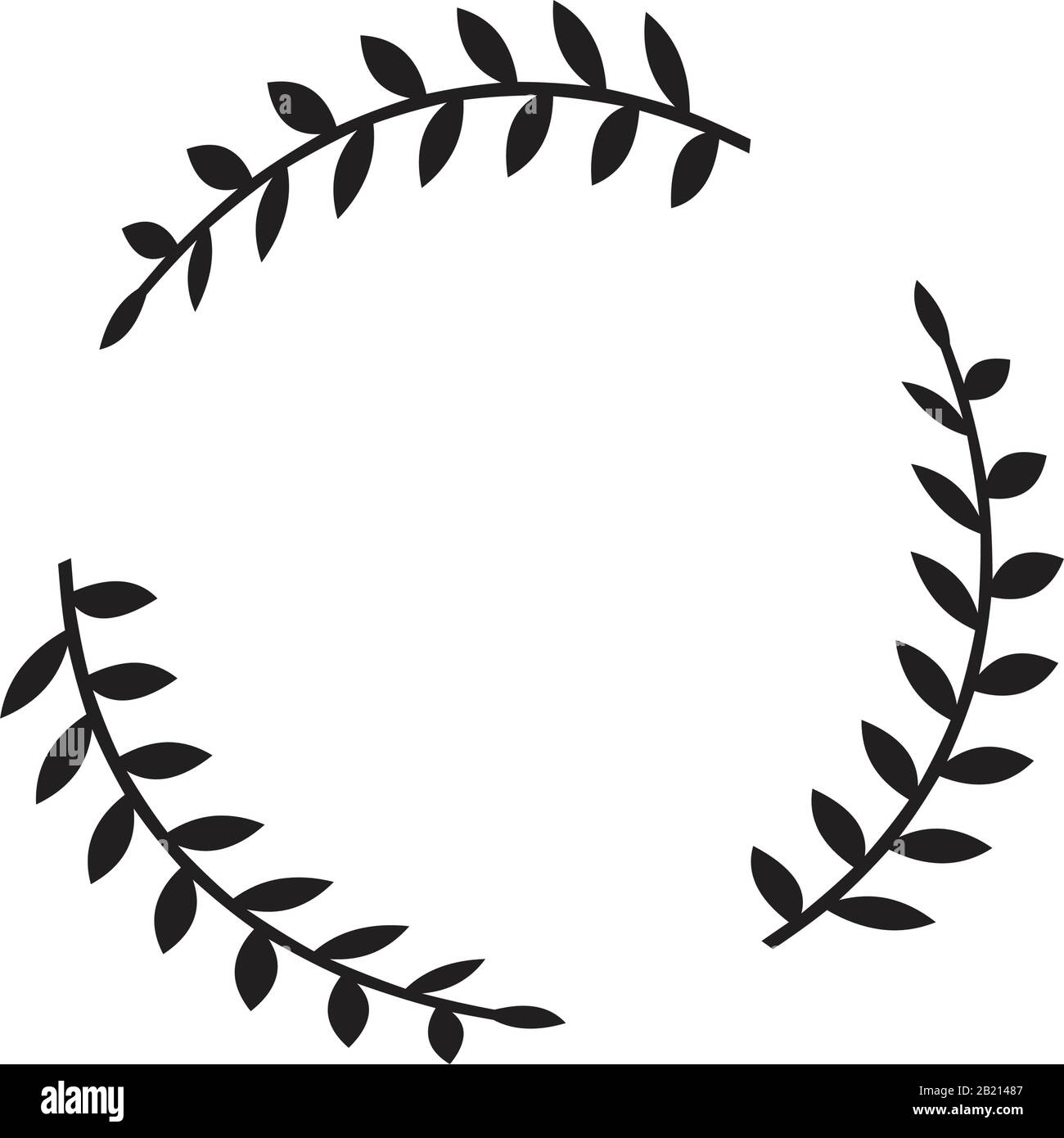 Couronnes grecques et éléments ronds héraldiques avec silhouette circulaire noire. Ensemble de laurier, figue et olive, symboles de victoire avec feuilles et cadres illu Illustration de Vecteur